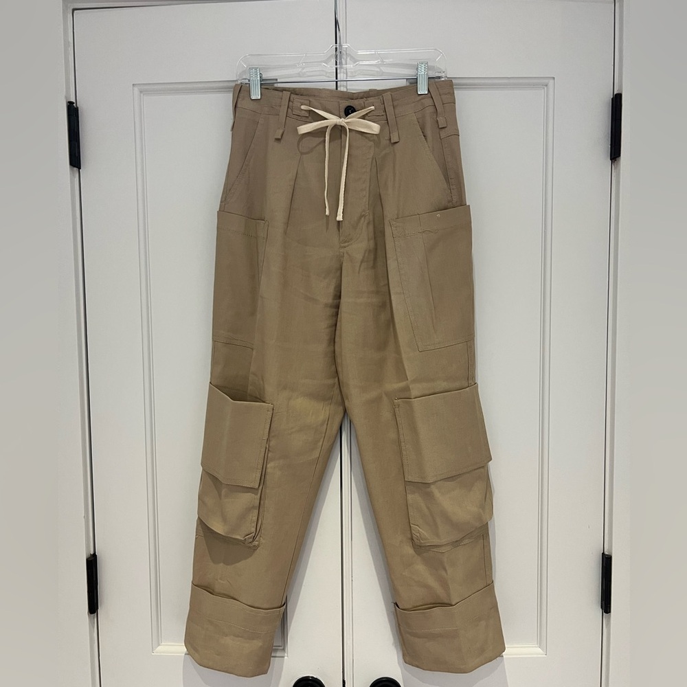 Zara Beige Cargo Drawstring Utility Pants